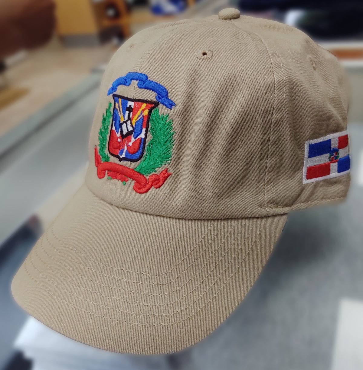 Escudo Republica Dominicana - Dominican Shield Khaki / Full Color Dad Hat
