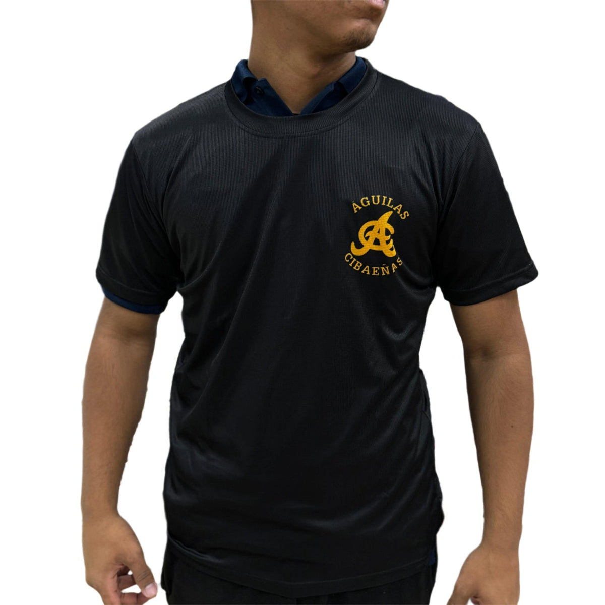 Official Aguilas Cibaeñas Black T-Shirt - Left Chest Logo