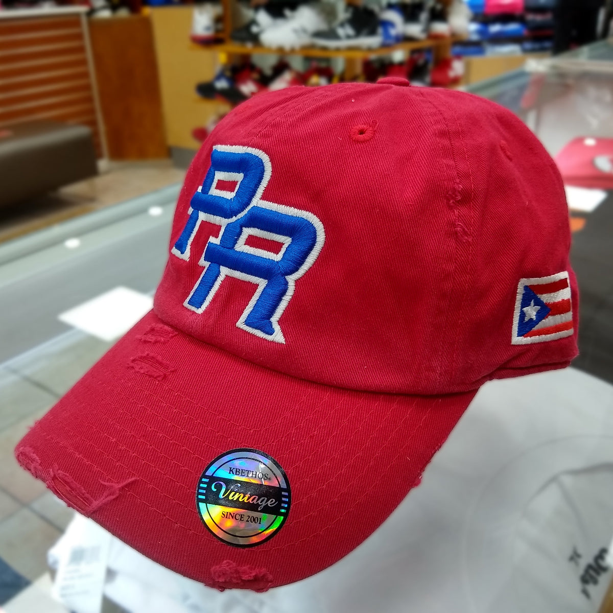 Puerto Rico Vintage Red / Royal Blue Logo Hats