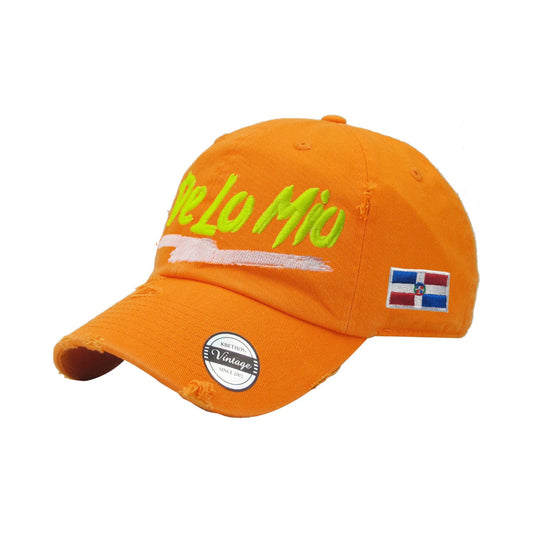 De lo mio embroidered Logo Vintage Hats (Neon Orange - Full Color)