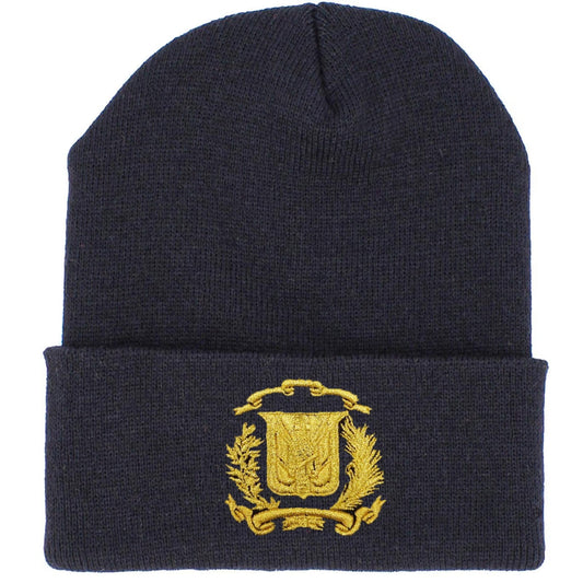Dominican Shield Skully Black Beanie Hat