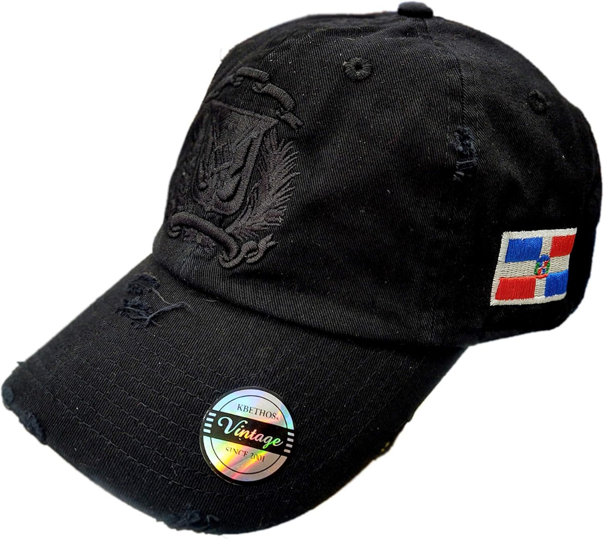 Escudo Republica Dominicana - Dominican Shield Black Full Color Dad Hat - Black / Black