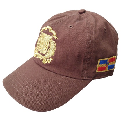 Escudo Republica Dominicana - Dominican Shield Brown / Metallic Gold Color Dad Hat