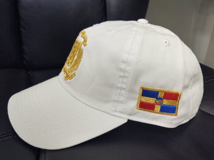 Escudo Republica Dominicana - Dominican Shield White / Metallic Gold Color Dad Hat