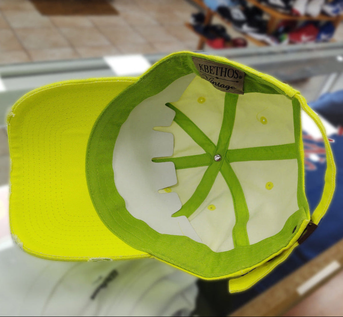 Mexico Vintage Hats With Mexican Flag and Shield Neon Lime Hat