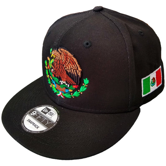 New Era Snapback Black Mexico Shield and Flag Hat