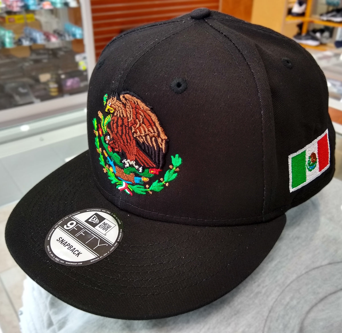 New Era Snapback Black Mexico Shield and Flag Hat