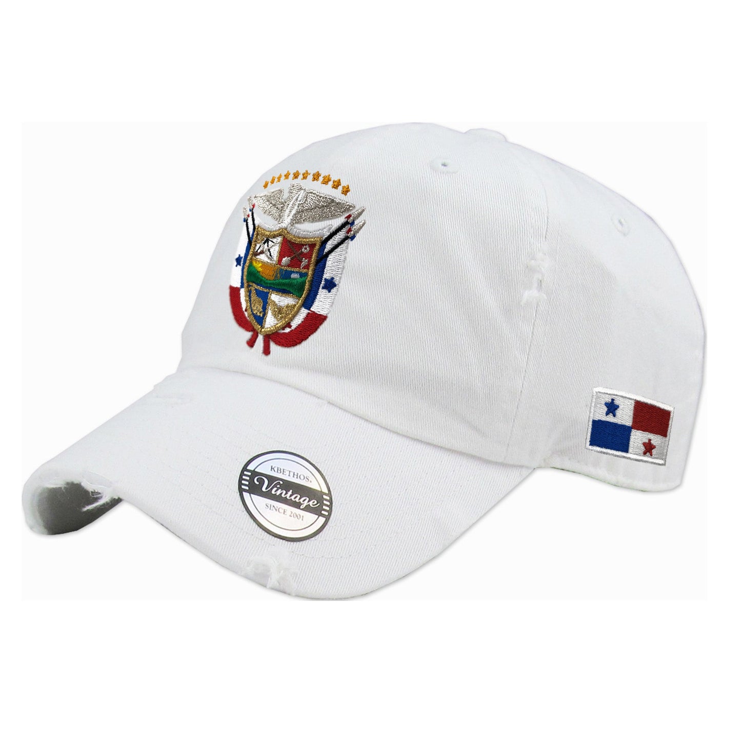 Vintage Panama Hats with Embroidered Panama Shield and Flag