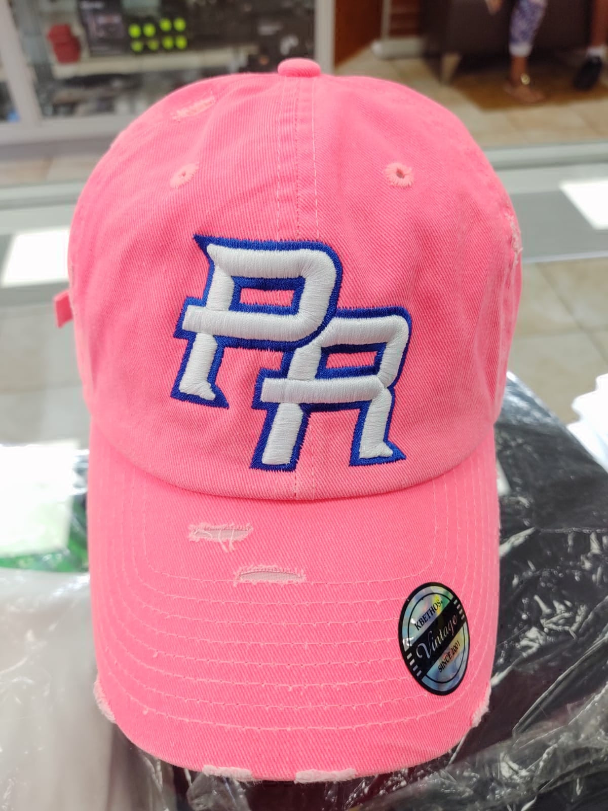 Puerto Rico Vintage Neon Pink Hat with PR Logo