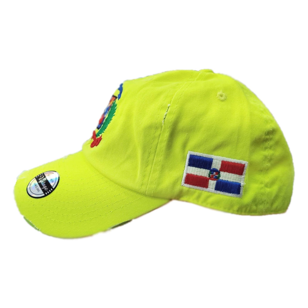 Vintage Adjustable Dominican Shield Neon Lime Hat