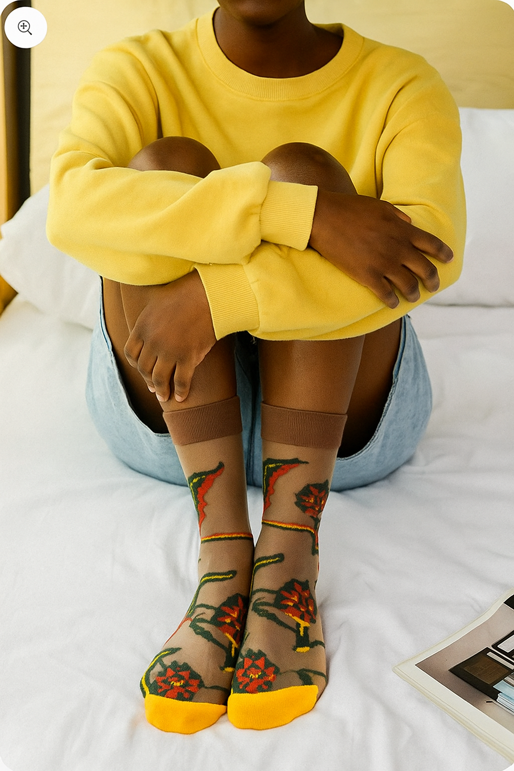 BotaniBabe Sheer Bloom Socks – Embroidered Crystal Silk Socks